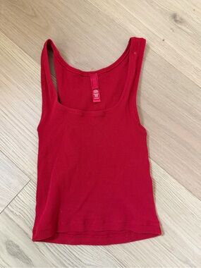 Aritzia Red Ribbed Scoop Tank